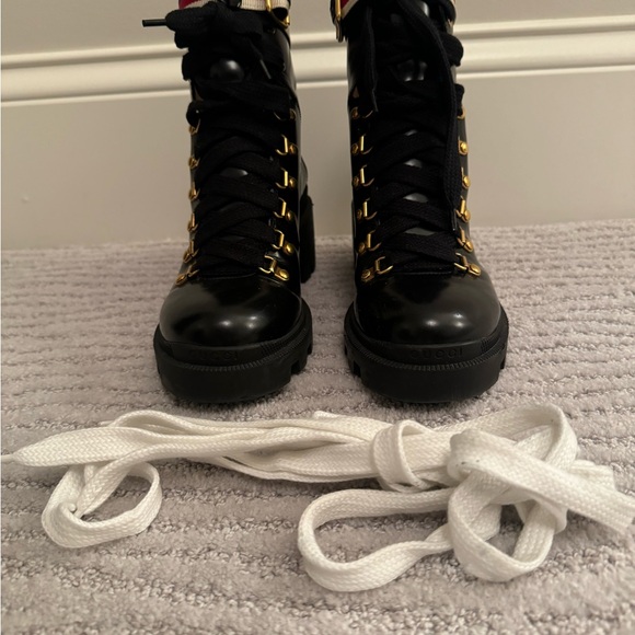 Gucci Sylvia Web combat boots - women size 37 (7 U.S.) - Picture 6 of 7